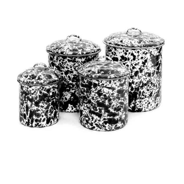 CWI Gifts 3/Set Black Splatter Enamel Canisters, Size: One Size