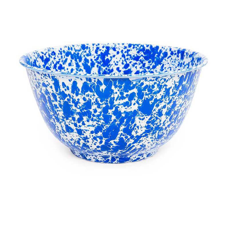 Butterfly Brand Enamelware Bowl Blue Floral Serving Wash Bowl 9.5