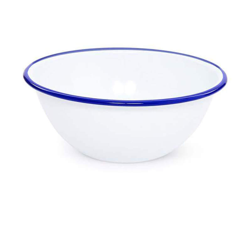 Vintage Enamel Mixing Bowl / Blue Enamelware Mixing Bowl / 6 Quart